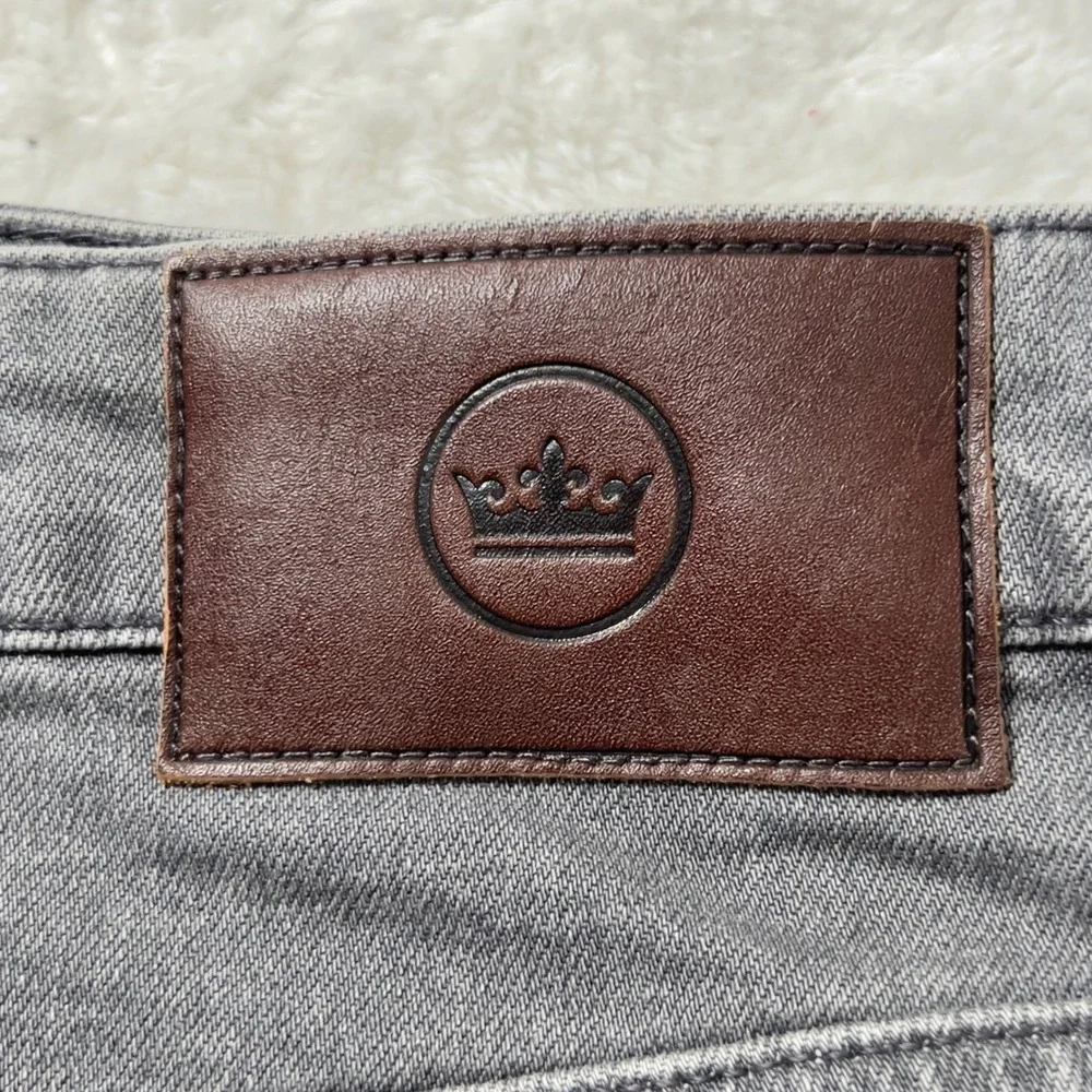 Peter Millar Straight Leg Jeans‎ Mens Sz 34x33 Gray Denim Pants 5 Pocket Stretch